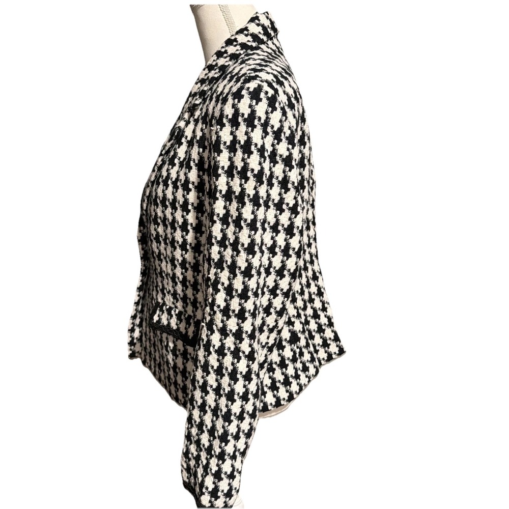 Chadwicks Vtg Black And White Houndstooth Acrylic Button Blazer Women's Size 14 - Picture 2 of 8